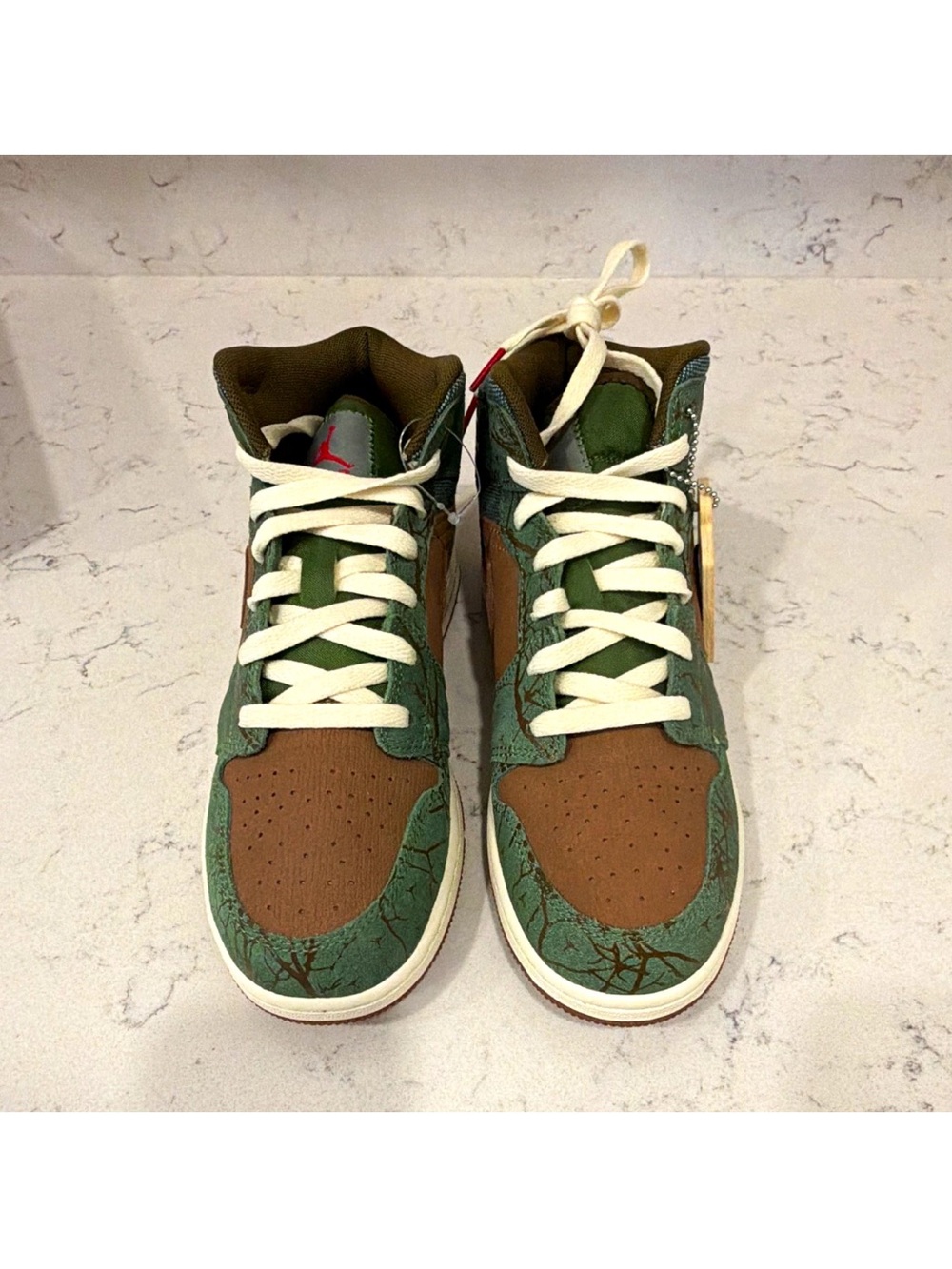 Jordan Air Jordan 1 Mid SS (GS) Youth Sneakers Brown/Green 7Y FQ8101-200
